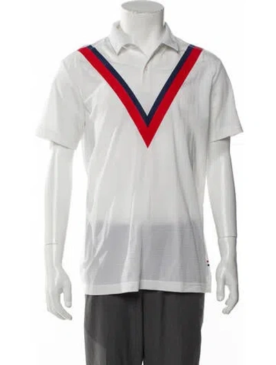 Pre-owned Perfect Moment Colorblock Pattern Collar Polo Shirt In White