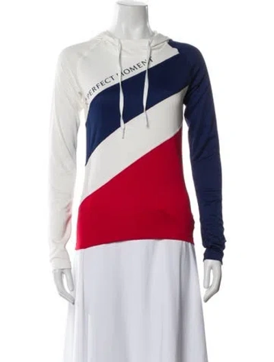 Pre-owned Perfect Moment Colorblock Pattern Crew Neck Hoodie In Blue