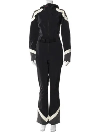 Pre-owned Perfect Moment Colorblock Pattern Crew Neck Ski Suit In Black