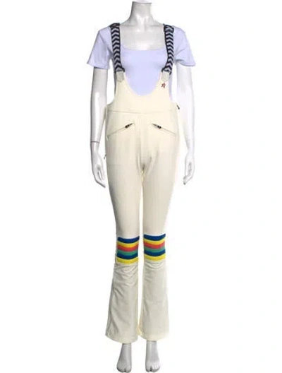 Pre-owned Perfect Moment Colorblock Pattern Crew Neck Ski Suit In Neutral