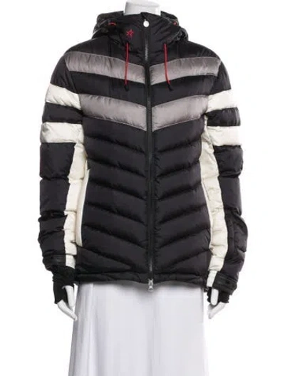 Pre-owned Perfect Moment Colorblock Pattern Down Jacket In Black