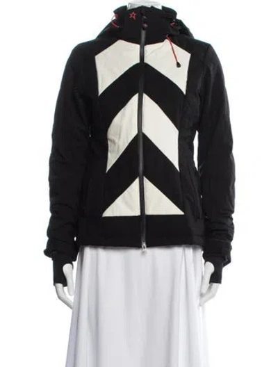 Pre-owned Perfect Moment Colorblock Pattern Down Jacket In Black