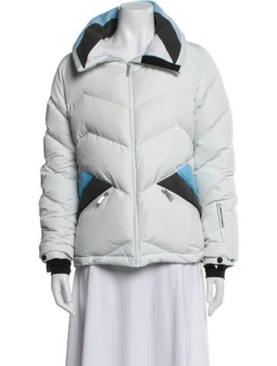 Pre-owned Perfect Moment Colorblock Pattern Down Jacket In Blue