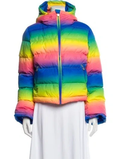 Pre-owned Perfect Moment Colorblock Pattern Down Jacket In Multi