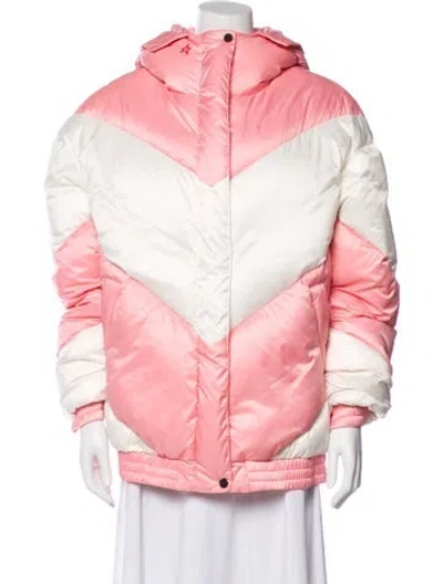 Pre-owned Perfect Moment Colorblock Pattern Down Jacket In Pink