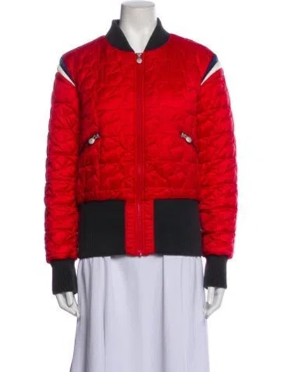 Pre-owned Perfect Moment Colorblock Pattern Down Jacket In Red