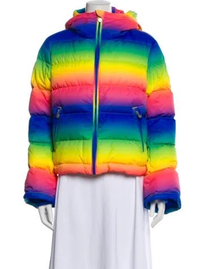 Pre-owned Perfect Moment Colorblock Pattern Down Jacket W/ Tags In Blue