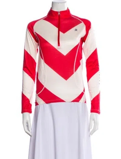 Pre-owned Perfect Moment Colorblock Pattern Mock Neck Top In Multi