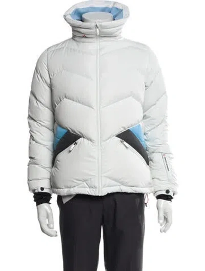 Pre-owned Perfect Moment Colorblock Pattern Puffer Coat In White