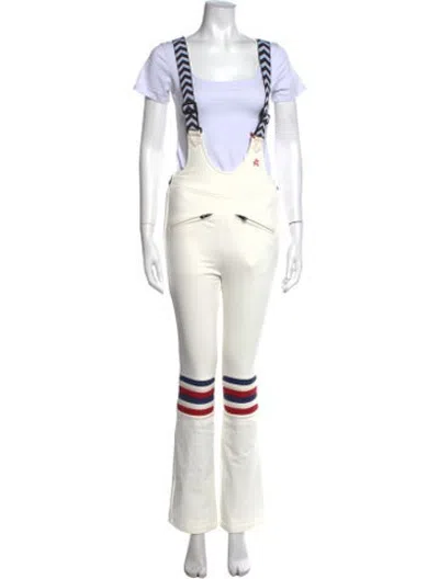 Pre-owned Perfect Moment Colorblock Pattern Square Neckline Ski Suit In Neutrals