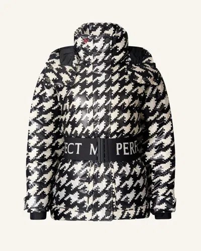 Perfect Moment Cortina Down Parka Jacket S In Black-white-houndstooth-print