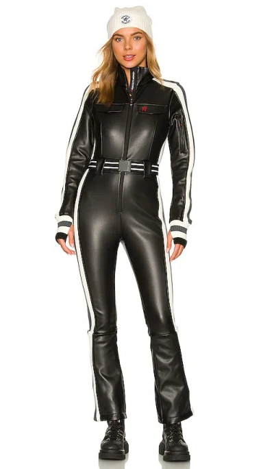 Perfect Moment Crystal Soft Shell Faux Leather One Piece In 黑色