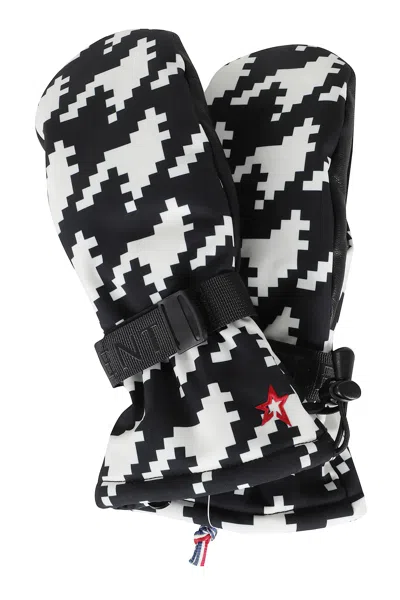 Perfect Moment Black Davos Houndstooth Print Gloves In Houndstooth-black-snow-white