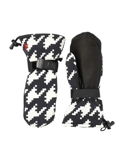 Perfect Moment Black Davos Houndstooth Print Gloves In Houndstooth-black-snow-white