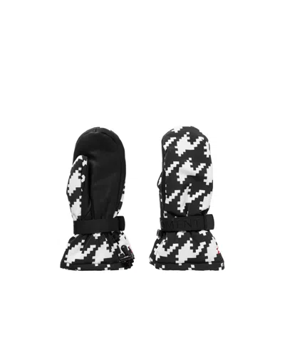Perfect Moment Davos Two-tone Printed Padded Shell And Leather Mittens In Black