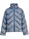 Perfect Moment Denim Puffer Jacket L In Blue