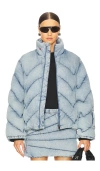 Perfect Moment Denim Puffer Jacket L In Blue