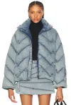 Perfect Moment Denim Puffer Jacket L In Light Denim