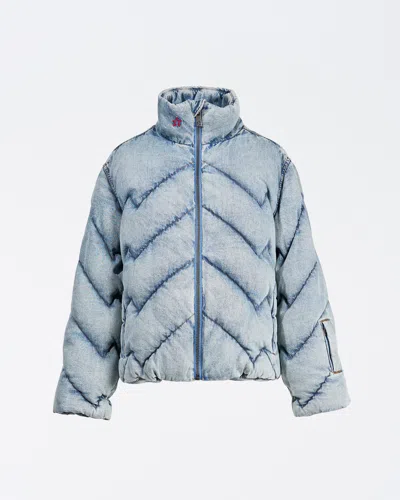 Perfect Moment Denim Puffer Jacket L In Light-denim