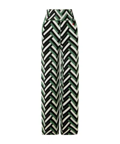 Perfect Moment Embroidered Wool Wide-leg Pants In Green