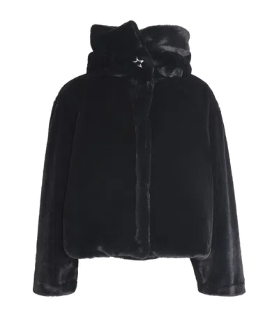 Perfect Moment Faux Fur Hooded Jacket In Black