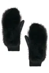 Perfect Moment Faux Fur Mittens In Black