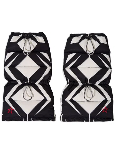 Perfect Moment Geo-print Down Leg Warmers In Black