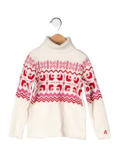Pre-owned Perfect Moment Kids' Girls' Woven Pattern Printed Sweater In Neutrals