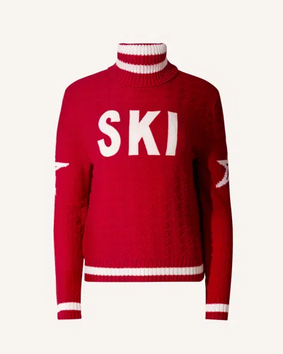 Perfect Moment Glacier Merino Wool Turtleneck Sweater In Red