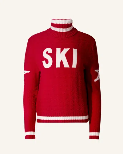 Perfect Moment Glacier Merino Wool Turtleneck Sweater Xs In Red