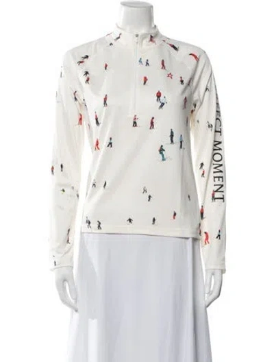 Pre-owned Perfect Moment Graphic Print Crew Neck Top In White