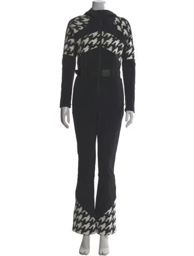 Pre-owned Perfect Moment Graphic Print Mock Neck Jumpsuit In Gray