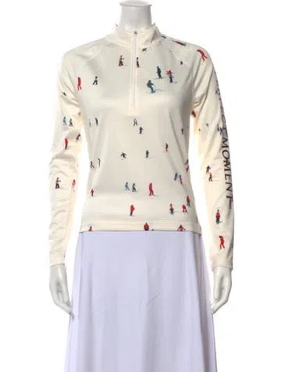Pre-owned Perfect Moment Graphic Print Mock Neck Top In Neutral