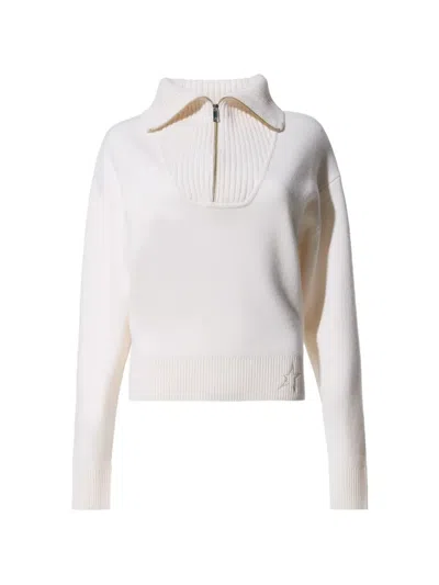 Perfect Moment Half Zip Wool & Cashmere Top In White