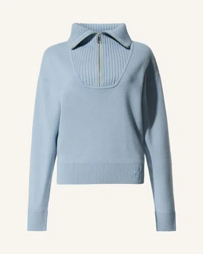 Perfect Moment Half Zip Wool & Cashmere Top Xl In Blue