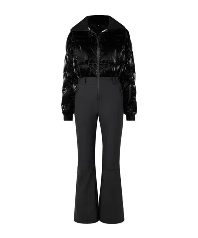 Perfect Moment Helen Embroidered Quilted Down Ski Suit In Black