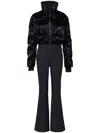 Perfect Moment Helen Embroidered Quilted Down Ski Suit In Black