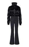Perfect Moment Helen Embroidered Quilted Down Ski Suit In Black