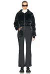 Perfect Moment Helen Embroidered Quilted Down Ski Suit In Jet Black