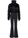 Perfect Moment Helen Embroidered Quilted Down Ski Suit In Black