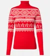 Perfect Moment Holiday Intarsia Wool Turtleneck Sweater In Red