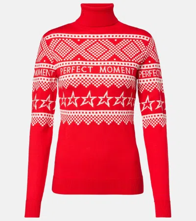 PERFECT MOMENT HOLIDAY INTARSIA WOOL TURTLENECK SWEATER