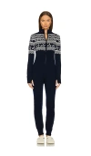 Perfect Moment Intarsia-knit Merino Wool Jumpsuit Xs In Blue & White