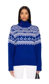 Perfect Moment Intarsia-knit Merino Wool Turtleneck Xs In Blue