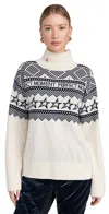 Perfect Moment Intarsia-knit Merino Wool Turtleneck Xl In White/blue