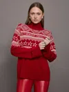 Perfect Moment Intarsia-knit Merino Wool Turtleneck Xl In Red,white