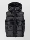 Perfect Moment Hooded Sleeveless Quilted Vest Pockets In Black