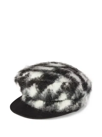 Perfect Moment Houndstooth Alpaca Captain Hat In Multi