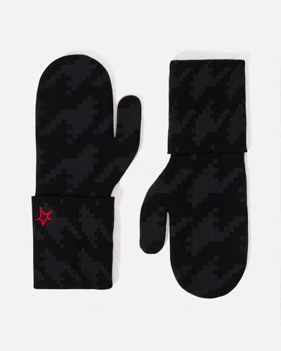 Perfect Moment Houndstooth Apres Mittens Onesize In Black-houndstooth