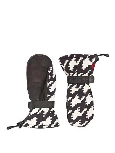Perfect Moment Black Davos Houndstooth Print Gloves In Houndstooth-black-snow-white